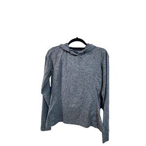 2 Avia Womens Long-Sleeve Hooded Lightweight Pullover Heather Gray & Blue Size X